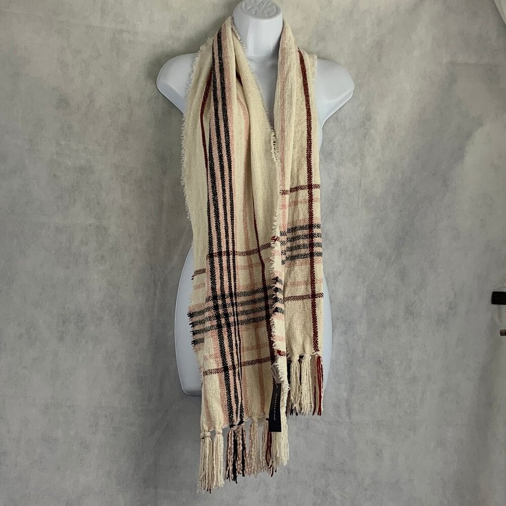 Charter Club Women's Patterned Wrap Scarf, Ivory Multi Plaid, One Size
